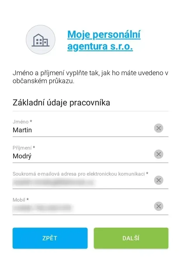 Dokument k vyplnění a podpisu v mobilu